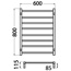 Square Heated Towel Rail 800x600mm HTR-S6A/MB